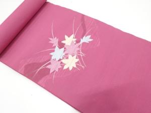 アンティーク　山並に楓模様織り出し　名古屋帯地反物